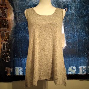 Tribal Women's Asymmetrical Hem Tank Top, Grey Mix, Small